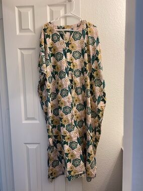 Floral Kaftan in Green and Yellow